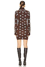 Amiri Bandana Mock Neck Mini Dress in Brown, view 3, click to view large image.