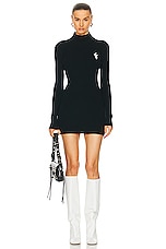 Amiri Stack Knit Mini Dress in Black, view 1, click to view large image.