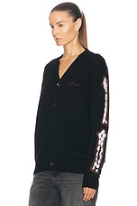 Amiri Bones Cardigan in Black, view 3, click to view large image.