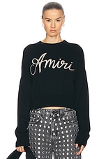 Amiri MA Swirl Crew Sweater in Black, view 1, click to view large image.