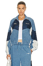 Amiri Chambray Retro Track Jacket in Blue, view 1, click to view large image.