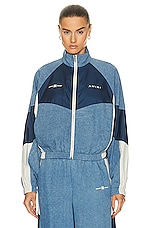 Amiri Chambray Retro Track Jacket in Blue, view 2, click to view large image.