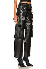 Amiri Leather Cargo Loose Straight Pant in Black, view 2, click to view large image.