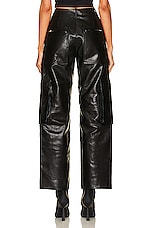 Amiri Leather Cargo Loose Straight Pant in Black, view 3, click to view large image.