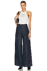 Amiri Wide Leg Double Pleated Pant in Indigo, view 4, click to view large image.