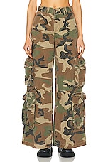 Amiri Camo Baggy Cargo Pant in Green Camo, view 1, click to view large image.