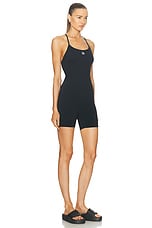 Amiri Ma Ribbed Seamless Romper in Black, view 2, click to view large image.