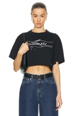 Amiri Amiri Stitch Cropped Tee in Black, view 1, click to view large image.