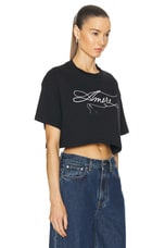Amiri Amiri Stitch Cropped Tee in Black, view 2, click to view large image.