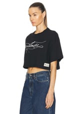 Amiri Amiri Stitch Cropped Tee in Black, view 3, click to view large image.