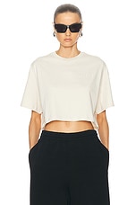 Amiri Embroidered Cropped Tee in Alabaster, view 1, click to view large image.