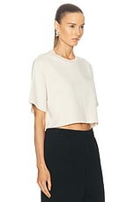 Amiri Embroidered Cropped Tee in Alabaster, view 2, click to view large image.