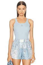 Amiri Stacked Ribbed Tank Top in Cerulean, view 1, click to view large image.
