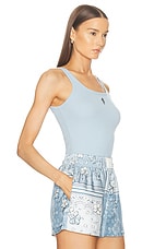 Amiri Stacked Ribbed Tank Top in Cerulean, view 2, click to view large image.
