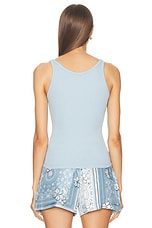 Amiri Stacked Ribbed Tank Top in Cerulean, view 3, click to view large image.
