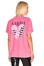 Amiri Lovers Tee in Neon Pink & White | FWRD