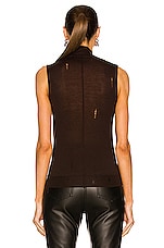 Amiri Cashmere Mock Neck Tank Top in Brown, view 3, click to view large image.