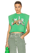 Tシャツ・カットソー Amiri Cropped Tee Amiri Vintage Cropped Tiger Terry Tee in Green | FWRD