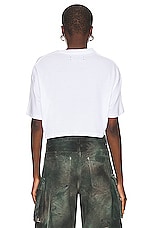 Amiri Amiri Staggered Chrome Tee in White, view 3, click to view large image.