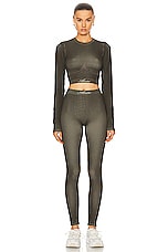 Amiri Ribbed Seamless Long Sleeve Top in Brown, view 4, click to view large image.