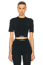 Amiri Seamless Short Sleeve Top in Black, view 1, click to view large image.