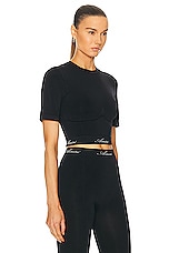 Amiri Seamless Short Sleeve Top in Black, view 2, click to view large image.