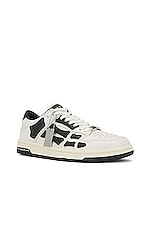 Amiri Skeleton Low Top Sneaker in White & Black, view 2, click to view large image.