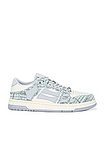 Amiri Boucle Skel Top Low Sneaker in Grey Blue, view 1, click to view large image.