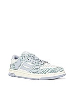 Amiri Boucle Skel Top Low Sneaker in Grey Blue, view 2, click to view large image.
