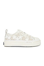 Amiri Boucle Stars Court Low Sneaker in Alabaster, view 1, click to view large image.