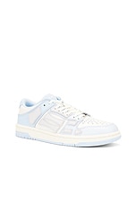 Amiri Two-Tone Skeleton Low Top Sneaker in Blue, White, & Grey, view 2, click to view large image.