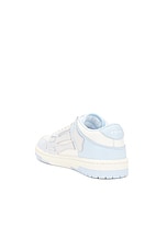 Amiri Two-Tone Skeleton Low Top Sneaker in Blue, White, & Grey, view 3, click to view large image.