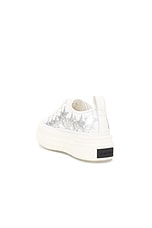 Amiri Metallic Platform Stars Court Sneaker in White & Silver, view 3, click to view large image.