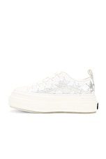 Amiri Metallic Platform Stars Court Sneaker in White & Silver, view 5, click to view large image.