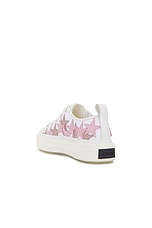 Amiri Stars Court Low Top Sneaker in White & Pink, view 3, click to view large image.