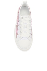 Amiri Stars Court Low Top Sneaker in White & Pink, view 4, click to view large image.