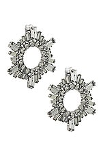 AMINA MUADDI Mini Begum Earrings in Antique Silver & Black Diamond Crystals, view 1, click to view large image.