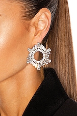 AMINA MUADDI Mini Begum Earrings in Silver & White Crystal, view 2, click to view large image.