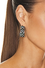 AMINA MUADDI Lily Hoop Earrings in Emerald, view 2, click to view large image.