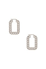 AMINA MUADDI Charlotte Hoop Earrings in White, view 3, click to view large image.
