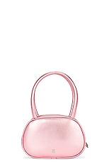 AMINA MUADDI Super Amini Metallic Babygirl Bag in Light Baby Pink, view 3, click to view large image.
