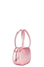 AMINA MUADDI Super Amini Metallic Babygirl Bag in Light Baby Pink, view 4, click to view large image.
