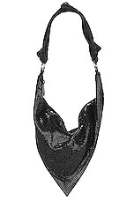 AMINA MUADDI Cameron Metal Mesh Bag in Black, view 1, click to view large image.
