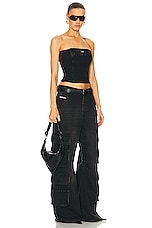 AMINA MUADDI Cameron Metal Mesh Bag in Black, view 2, click to view large image.
