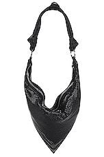 AMINA MUADDI Cameron Metal Mesh Bag in Black, view 3, click to view large image.