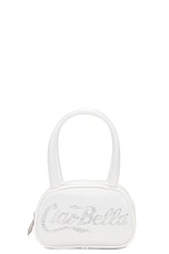 AMINA MUADDI Bella Micro Bag in White & White Crystal, view 1, click to view large image.