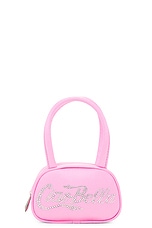 AMINA MUADDI Bella Micro Bag in Fluo Pink & White Crystal, view 1, click to view large image.