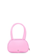 AMINA MUADDI Bella Micro Bag in Fluo Pink & White Crystal, view 3, click to view large image.