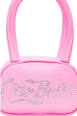 AMINA MUADDI Bella Micro Bag in Fluo Pink & White Crystal, view 7, click to view large image.