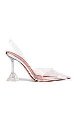 AMINA MUADDI Holli Glass Heel in Transparent, view 1, click to view large image.